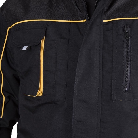 KURTKA OCHRONNA OCIEPLANA FOR-WIN, ODBLASKI CZARNO-SZARA