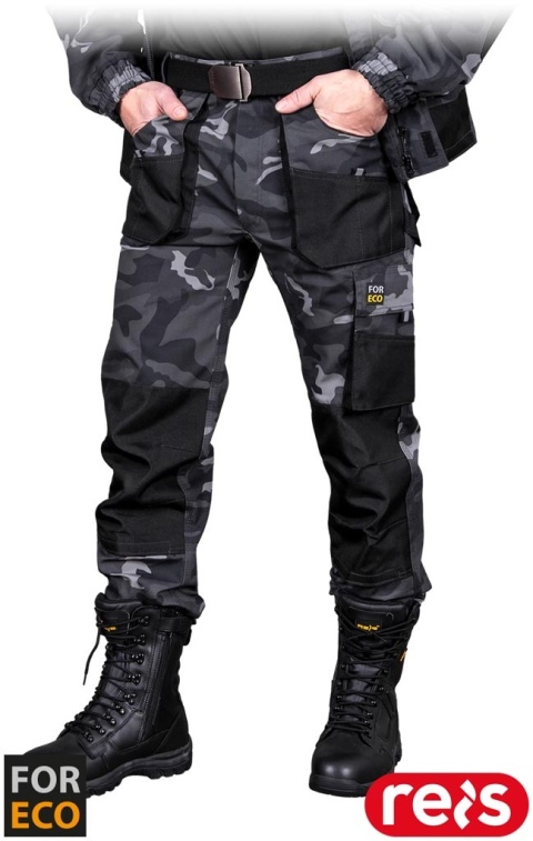 SPODNIE OCHRONNE DO PASA FORECO, KIESZENIE NA NAKOLANNIKI, MORO