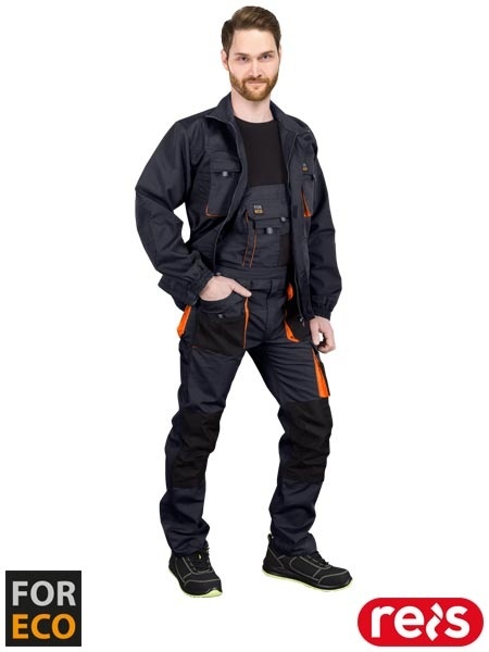 SPODNIE OCHRONNE OGRODNICZKI FORECO SZARO-CZARNO-POMARAŃCZOWE