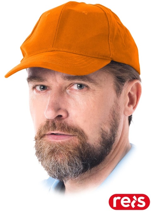 CZAPKA OCHRONNA LUX USZTYWNIANA Z DASZKIEM ZAPINANA NA RZEP POMARAŃCZOWA