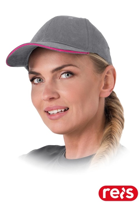 CZAPKA OCHRONNA MERI Z DASZKIEM ZAPINANA NA RZEP SZARO-RÓŻOWA