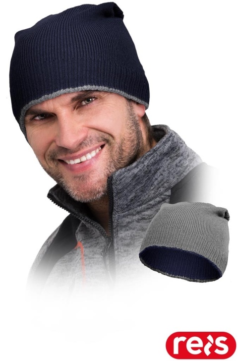 CZAPKA OCHRONNA OCIEPLANA REVERSE DWUSTRONNA GRANATOWO-SZARA