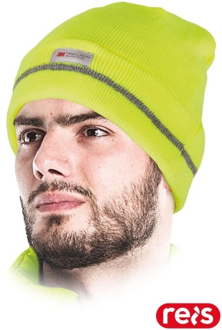 CZAPKA OCHRONNA OCIEPLANA VIS ŻÓŁTA Z ODBLASKAMI