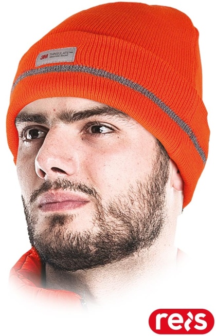 CZAPKA OCHRONNA OCIEPLANA VIS POMARAŃCZOWA Z ODBLASKAMI