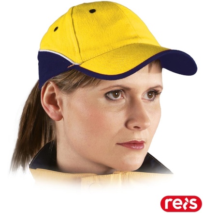 CZAPKA OCHRONNA TOP Z DASZKIEM ŻÓŁTO-NIEBIESKA