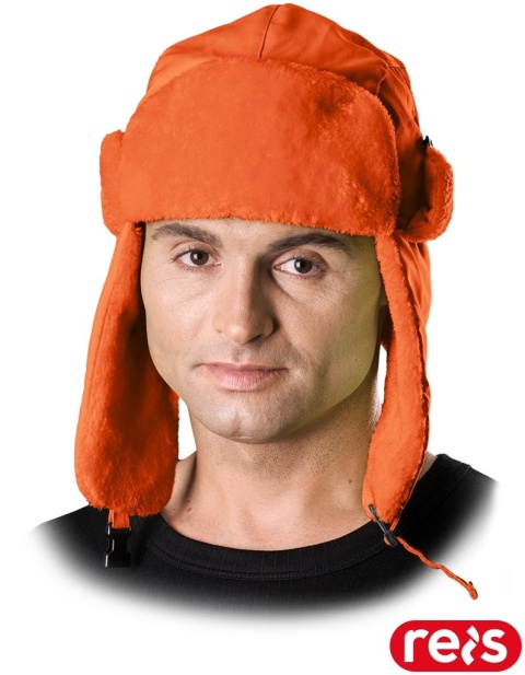 CZAPKA OCIEPLANA OCHRONNA EXTREME USZANKA FUTERKO USZY POMARAŃCZOWA
