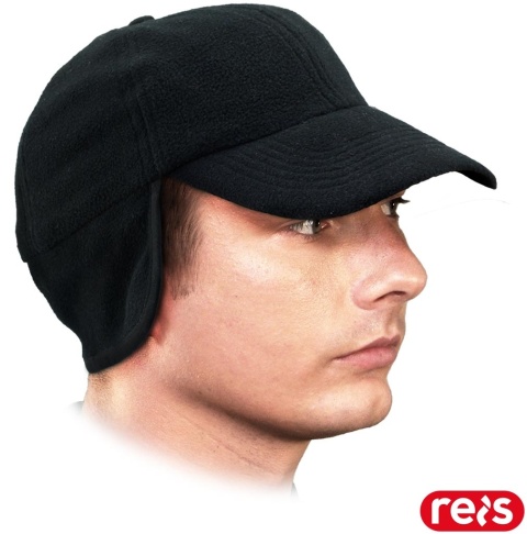 CZAPKA OCIEPLANA OCHRONNA POLAR POLAR Z DASZKIEM USZY CZARNA