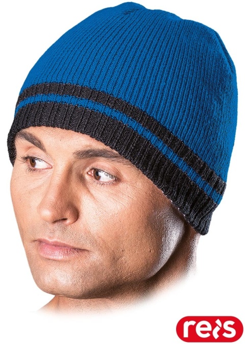 CZAPKA OCIEPLANA OCHRONNA ZIMOWA PAS NIEBIESKO-CZARNA