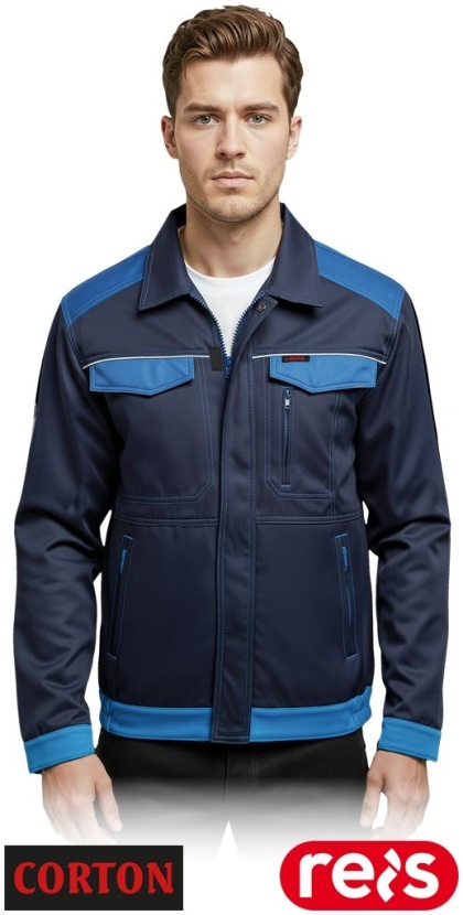 BLUZA OCHRONNA CORTON 100% BAWEŁNA ODBLASKOWE ELEMENTY GRANATOWO-NIEBIESKA