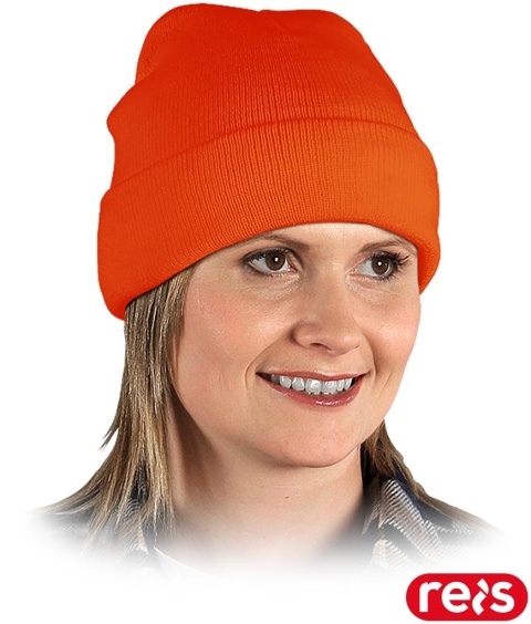 CZAPKA OCIEPLANA ZIMOWA OCHRONNA BAW POMARAŃCZOWA