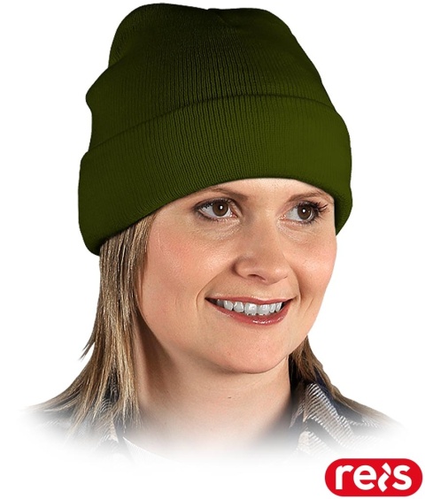 CZAPKA OCIEPLANA ZIMOWA OCHRONNA BAW OLIWKOWA