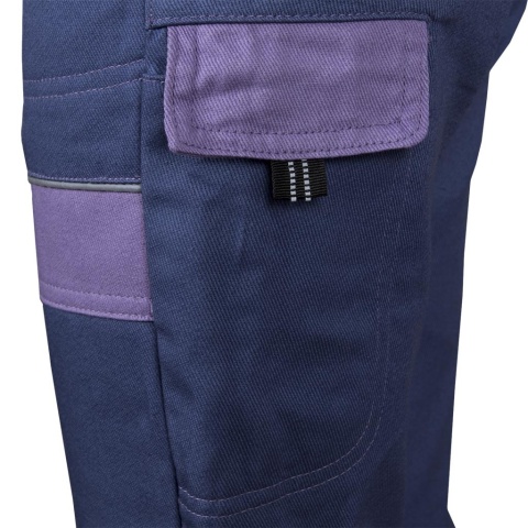 SPODNIE OCHRONNE DO PASA CORTON 100 % BAWEŁNA ODBLASKOWE ELEMENTY GRANATOWO-FIOLETOWE DAMSKIE