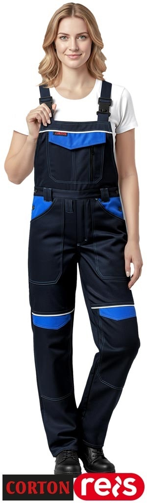 SPODNIE OCHRONNE OGRODNICZKI DAMSKIE CORTON 100% BAWEŁNA ODBLASKOWE ELEMENTY GRANATOWO-NIEBIESKIE