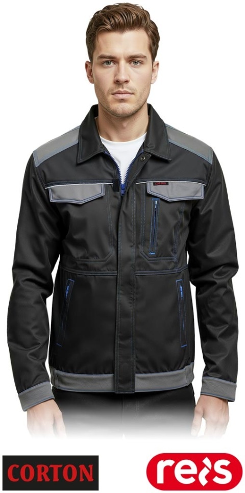 BLUZA OCHRONNA CORTON 100% BAWEŁNA ODBLASKOWE ELEMENTY CZARNO-SZARA
