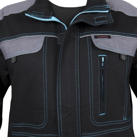 BLUZA OCHRONNA CORTON 100% BAWEŁNA ODBLASKOWE ELEMENTY CZARNO-SZARA