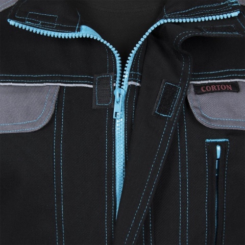 BLUZA OCHRONNA CORTON 100% BAWEŁNA ODBLASKOWE ELEMENTY CZARNO-SZARA