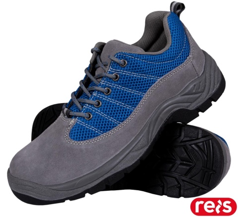 BUTY BEZPIECZNE PÓŁBUTY SKÓRA WELUR, XREIS_SN, S1P SRA, SZARO-NIEBIESKIE