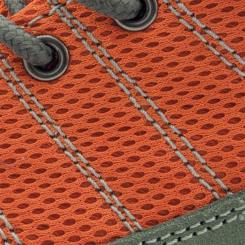 BUTY BEZPIECZNE PÓŁBUTY SKÓRA WELUR XREIS_SP, S1P SRA, SZARO-POMARAŃCZOWE