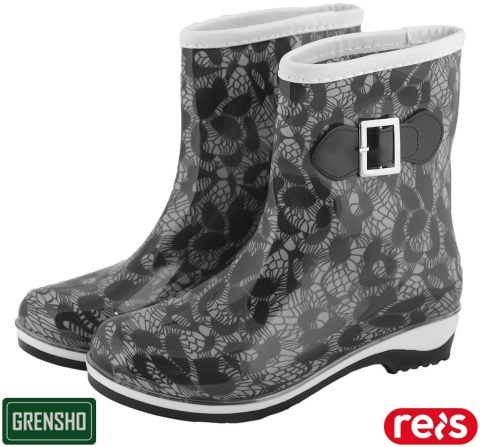 BUTY Z PCV FIORE KALOSZE DAMSKIE KRÓTKIE W KWIATKI