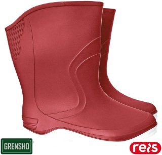 BUTY Z PCV RAINBOW KALOSZE DAMSKIE KRÓTKIE BURGUNDOWE