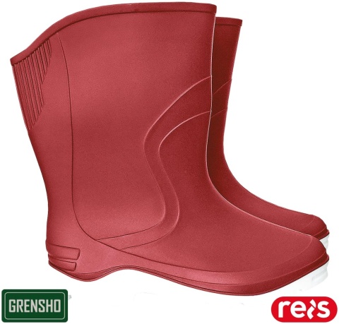 BUTY Z PCV RAINBOW KALOSZE DAMSKIE KRÓTKIE BURGUNDOWE