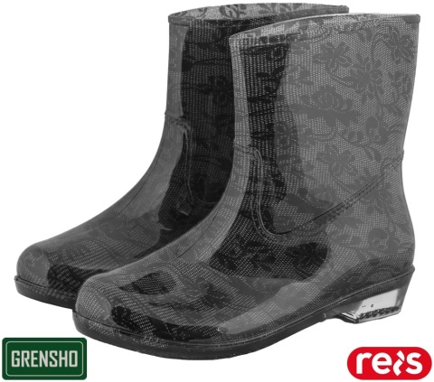 BUTY Z PVC BLOOMI KALOSZE DAMSKIE KRÓTKIE W KWIATKI