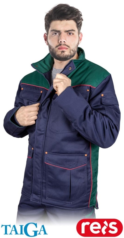 KURTKA OCHRONNA OCIEPLANA TAIGA ZIMOWA TKANA GRANATOWO-ZIELONA