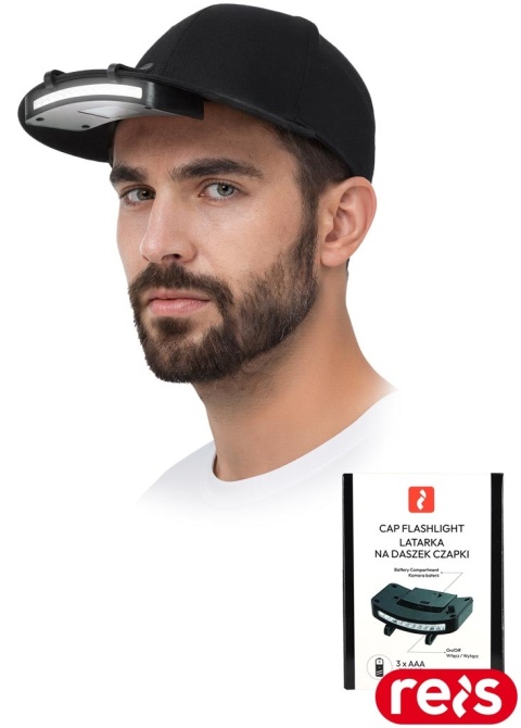 LATARKA LED NA DASZEK CZAPKI ZASILANA NA BATERIE