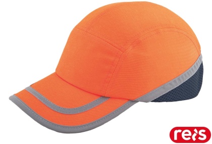 PRZEMYSŁOWY HEŁM LEKKI ANTYSKALPOWY BUMPCAPFLUO SKORUPA Z TWORZYWA ABS, ODBLASKOWE ELEMENTY