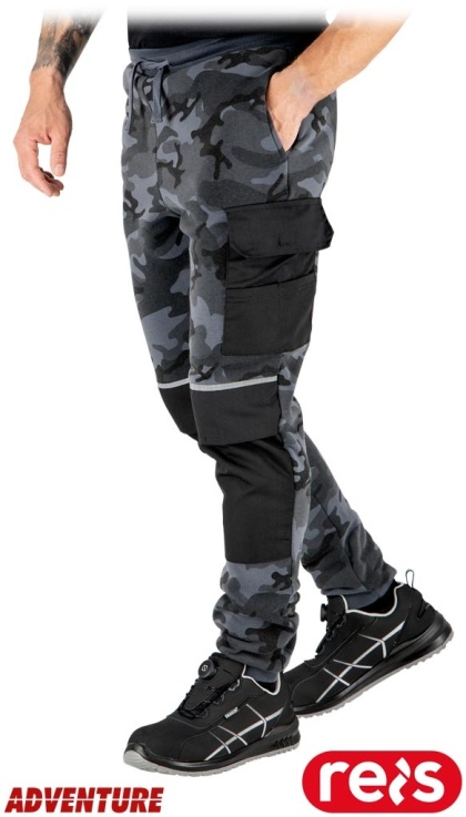 SPODNIE OCHRONNE DO PASA BUZON DRESOWE KIESZENIE NA NAKOLANNIKI MORO-CZARNE