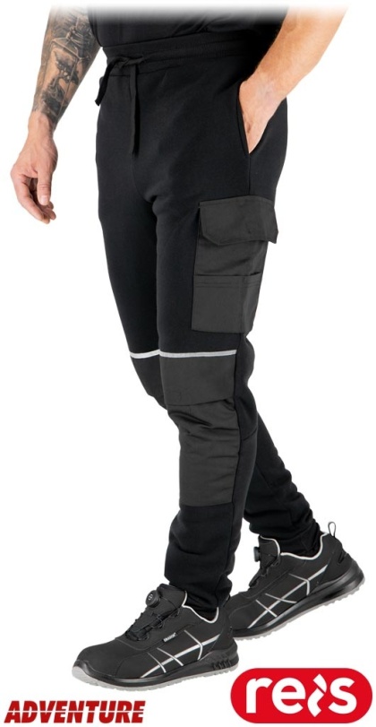 SPODNIE OCHRONNE DO PASA BUZON DRESOWE KIESZENIE NA NAKOLANNIKI CZARNE