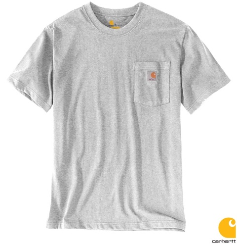 T-SHIRT MĘSKI Carhartt Workwear BAWEŁNA JERSEY, KIESZONKA SZARA