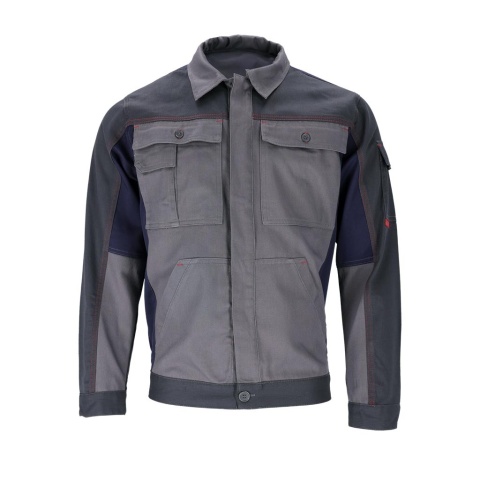 BLUZA OCHRONNA ROBOCZA BAWEŁNIANA ROBOCZA BOMER, KIESZENIE, NA GUZIKI, SZARO-GRANATOWA