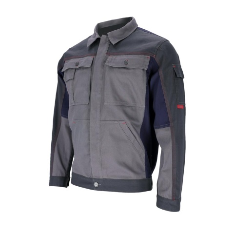 BLUZA OCHRONNA ROBOCZA BAWEŁNIANA ROBOCZA BOMER, KIESZENIE, NA GUZIKI, SZARO-GRANATOWA