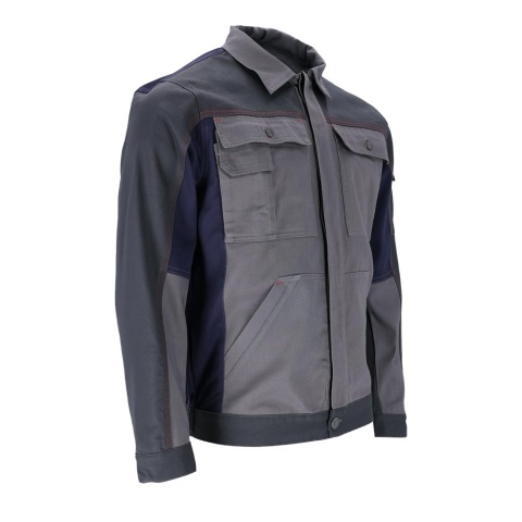 BLUZA OCHRONNA ROBOCZA BAWEŁNIANA ROBOCZA BOMER, KIESZENIE, NA GUZIKI, SZARO-GRANATOWA