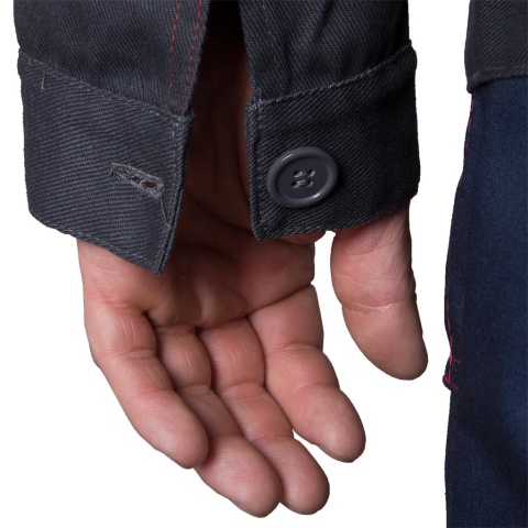 BLUZA OCHRONNA ROBOCZA BAWEŁNIANA ROBOCZA BOMER, KIESZENIE, NA GUZIKI, SZARO-GRANATOWA