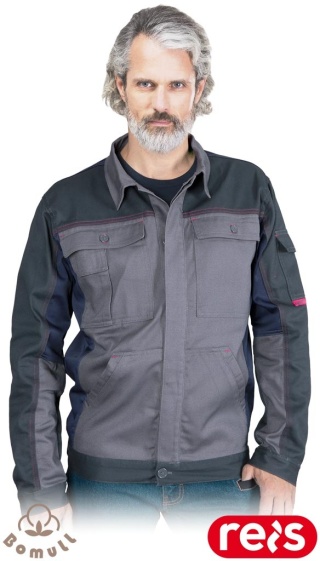 BLUZA OCHRONNA ROBOCZA BAWEŁNIANA ROBOCZA BOMER, KIESZENIE, NA GUZIKI, SZARO-GRANATOWA