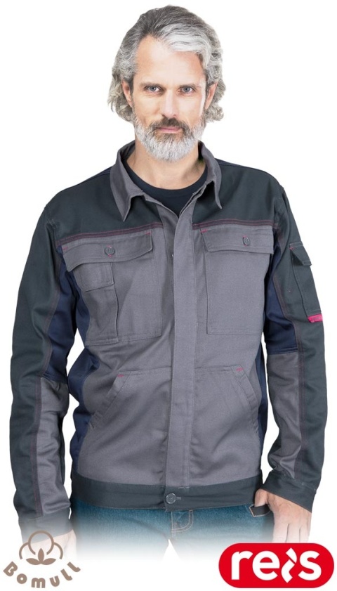 BLUZA OCHRONNA ROBOCZA BAWEŁNIANA ROBOCZA BOMER, KIESZENIE, NA GUZIKI, SZARO-GRANATOWA