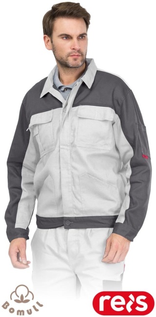 BLUZA OCHRONNA ROBOCZA BAWEŁNIANA MĘSKA BOMULL, BIAŁO-SZARA