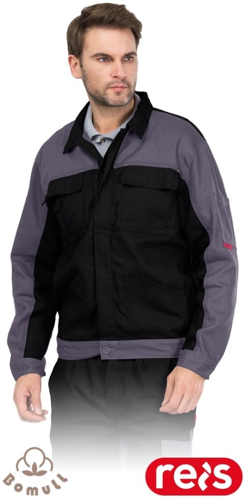 BLUZA OCHRONNA ROBOCZA BAWEŁNIANA MĘSKA BOMULL, CZARNO-SZARA