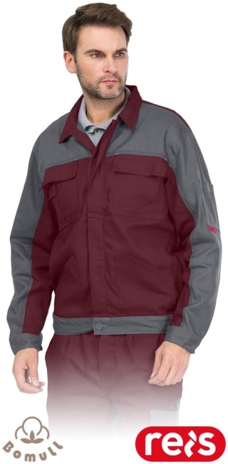 BLUZA OCHRONNA ROBOCZA BAWEŁNIANA MĘSKA BOMULL, BORDOWO-SZARA