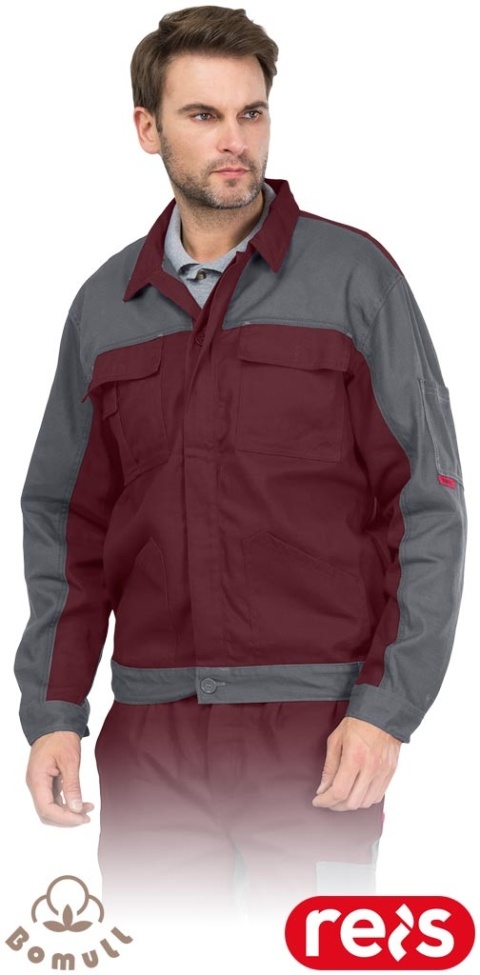 BLUZA OCHRONNA ROBOCZA BAWEŁNIANA MĘSKA BOMULL, BORDOWO-SZARA