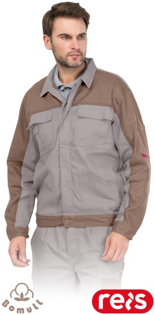 BLUZA OCHRONNA ROBOCZA BAWEŁNIANA MĘSKA BOMULL, BEŻOWO-BRĄZOWA