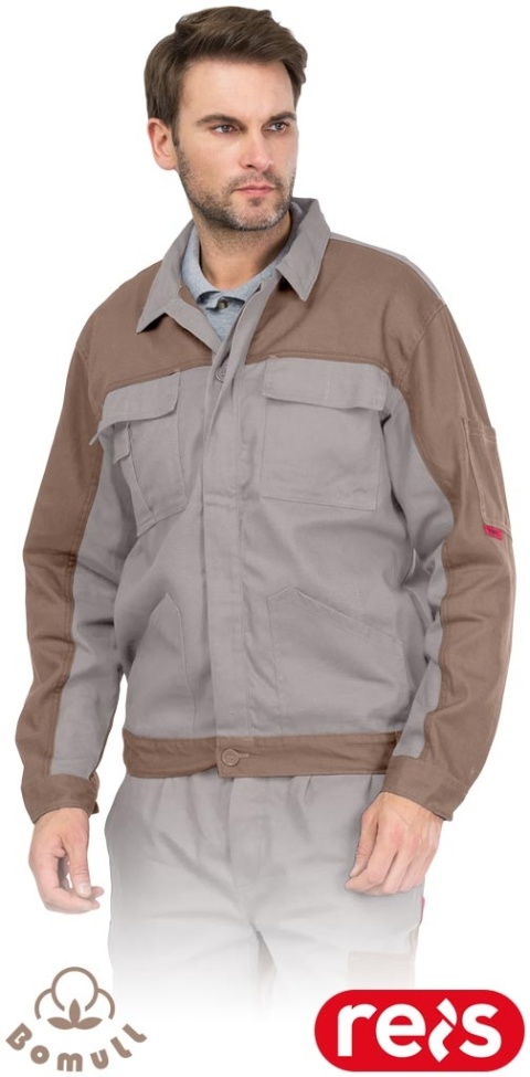 BLUZA OCHRONNA ROBOCZA BAWEŁNIANA MĘSKA BOMULL, BEŻOWO-BRĄZOWA