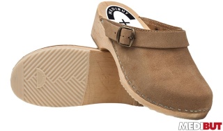 BUTY ZAWODOWE DREGLBE PANTOLETY ZDROWOTNE, KLAPKI DREWNIANE CHODAKI, DREWNIAKI, ANTYPOŚLIZGOWE BEŻOWE