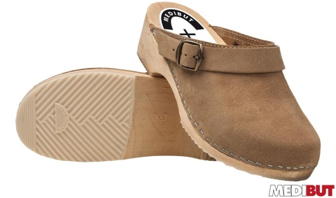 BUTY ZAWODOWE DREGLBE PANTOLETY ZDROWOTNE, KLAPKI DREWNIANE CHODAKI, DREWNIAKI, ANTYPOŚLIZGOWE BEŻOWE