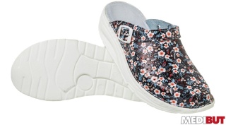 BUTY ZAWODOWE KLADZKOL KLAPKI DAMSKIE NA KOLEBKOWYM SPODZIE, ANTYELEKTROSTATYCZNE, WYSOKA PODESZWA, KWIATY