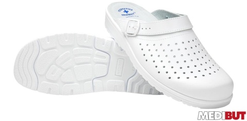 BUTY ZAWODOWE KLADZPAMES KLAPKI MĘSKIE, PROFIL ORTOPEDYCZNY, BIAŁE