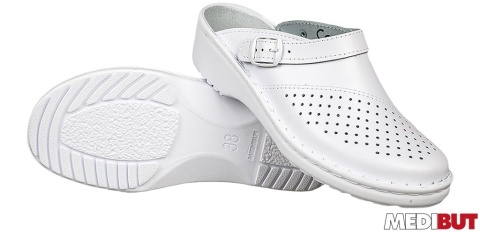 BUTY ZAWODOWE KLADZSP, KLAPKI PERFOROWANE, SKÓRZANE, PROFIL ORTOPEDYCZNY, BIAŁE