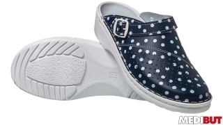 BUTY ZAWODOWE KLADZSP, KLAPKI PERFOROWANE, SKÓRZANE, PROFIL ORTOPEDYCZNY, GRANATOWO-BIAŁE